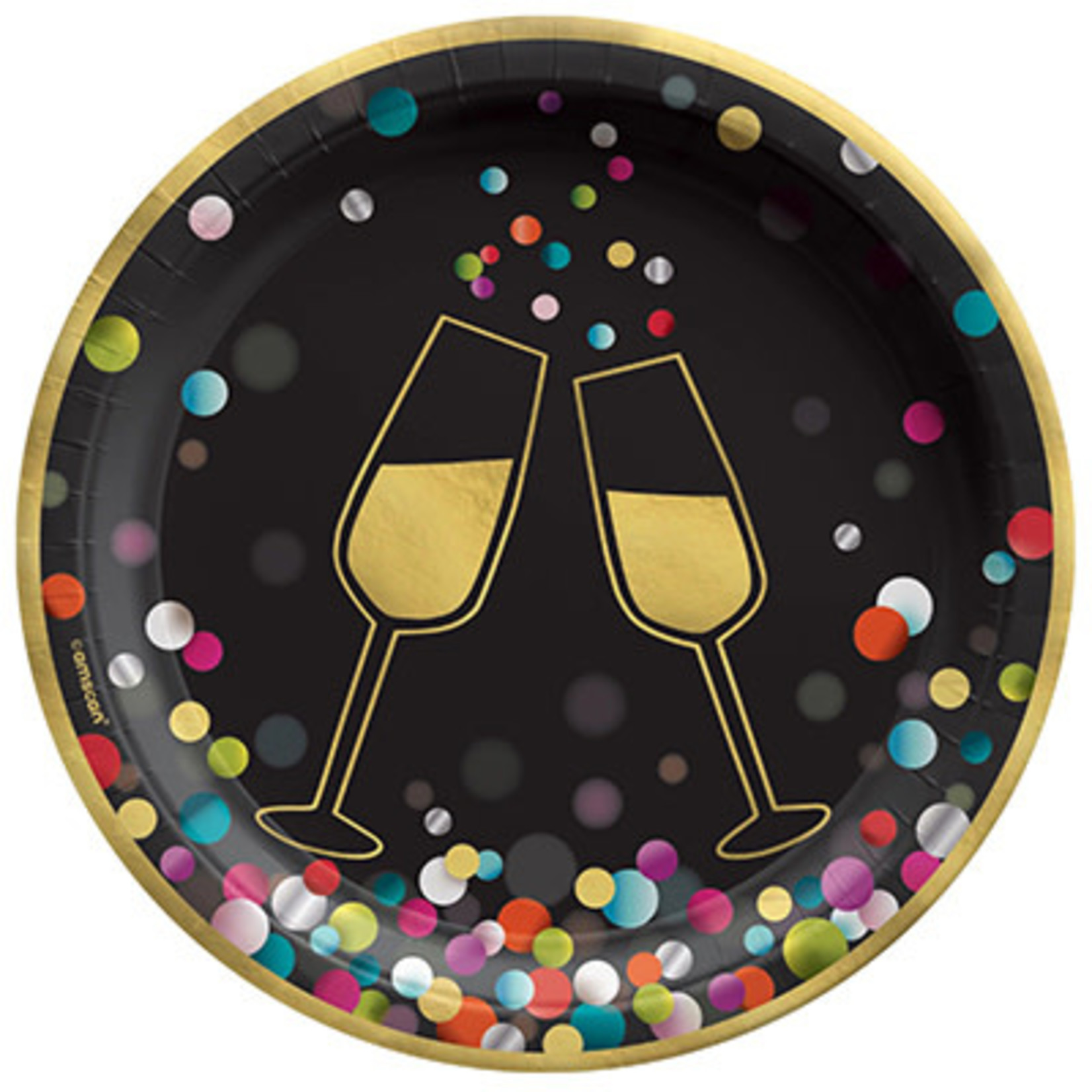 Amscan 7" New Year's Colorful Confetti Plates - 20ct.