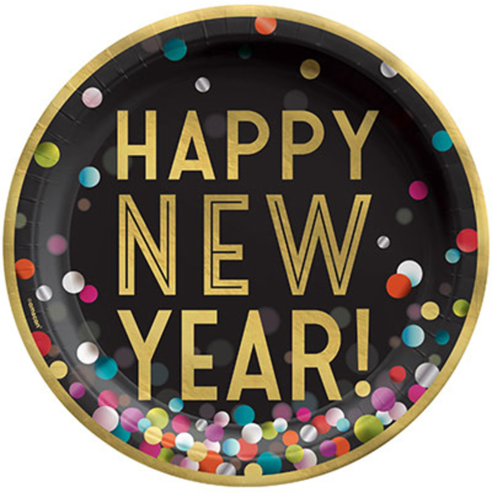 Amscan 10" New Year's Colorful Confetti Plates - 20ct.