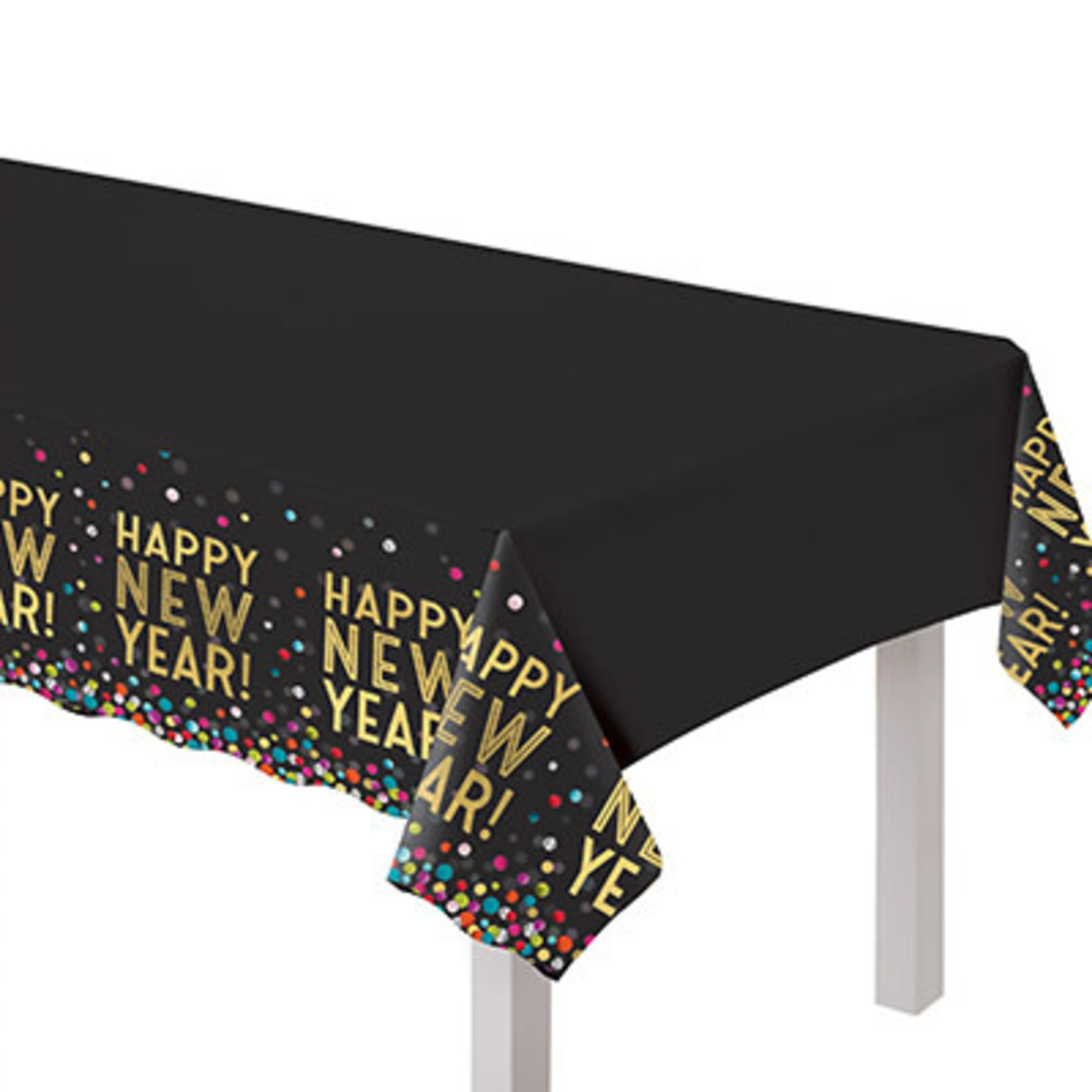 Amscan New Year's Colorful Confetti Tablecover - 54" x 102"