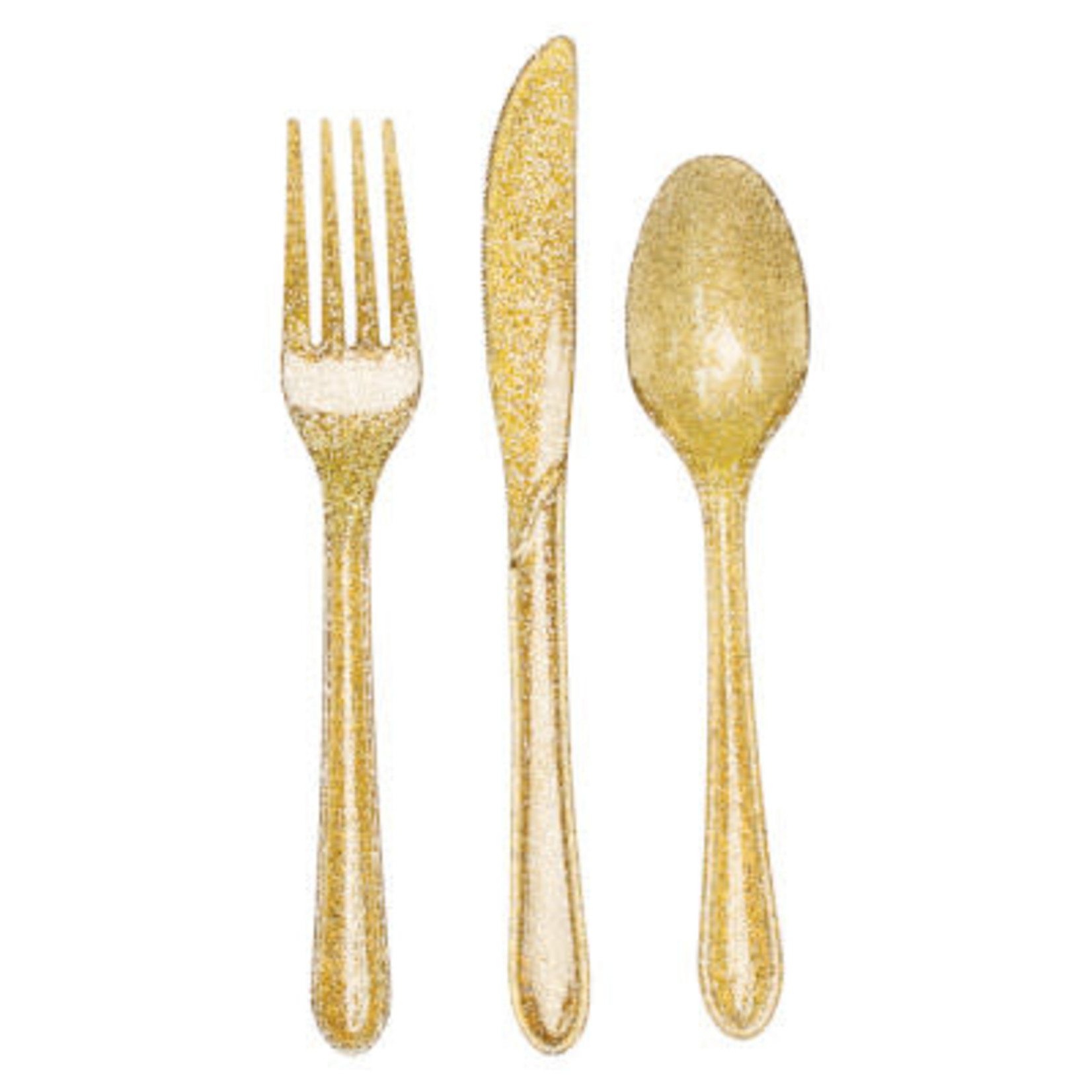 Creative Converting Glittering Gold Plastic Cutlery Assortment - 24ct.