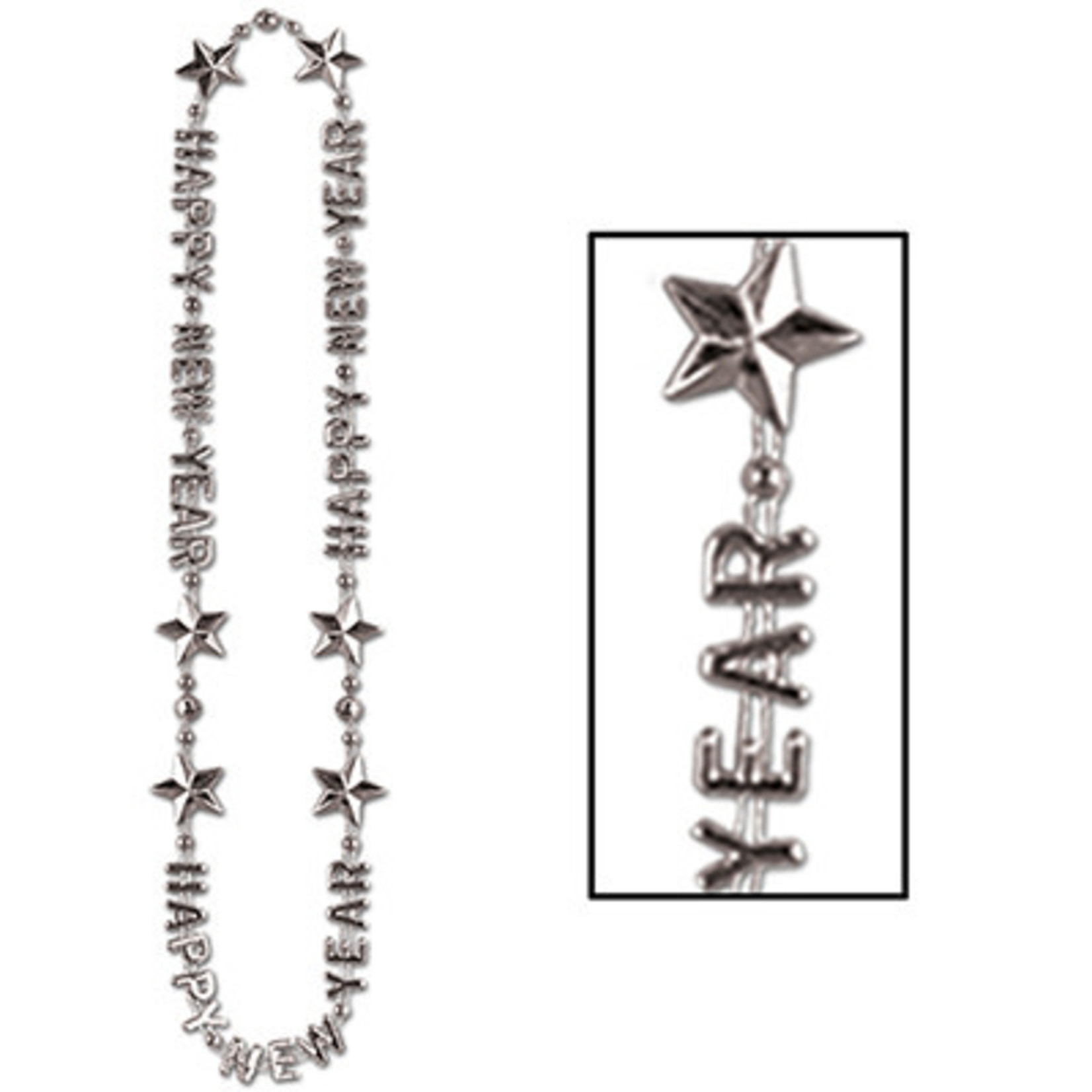 Beistle Silver Happy New Year Beads - 1ct.
