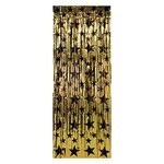 Beistle Gold w/ Black Stars Door Curtain - 36" x 8'