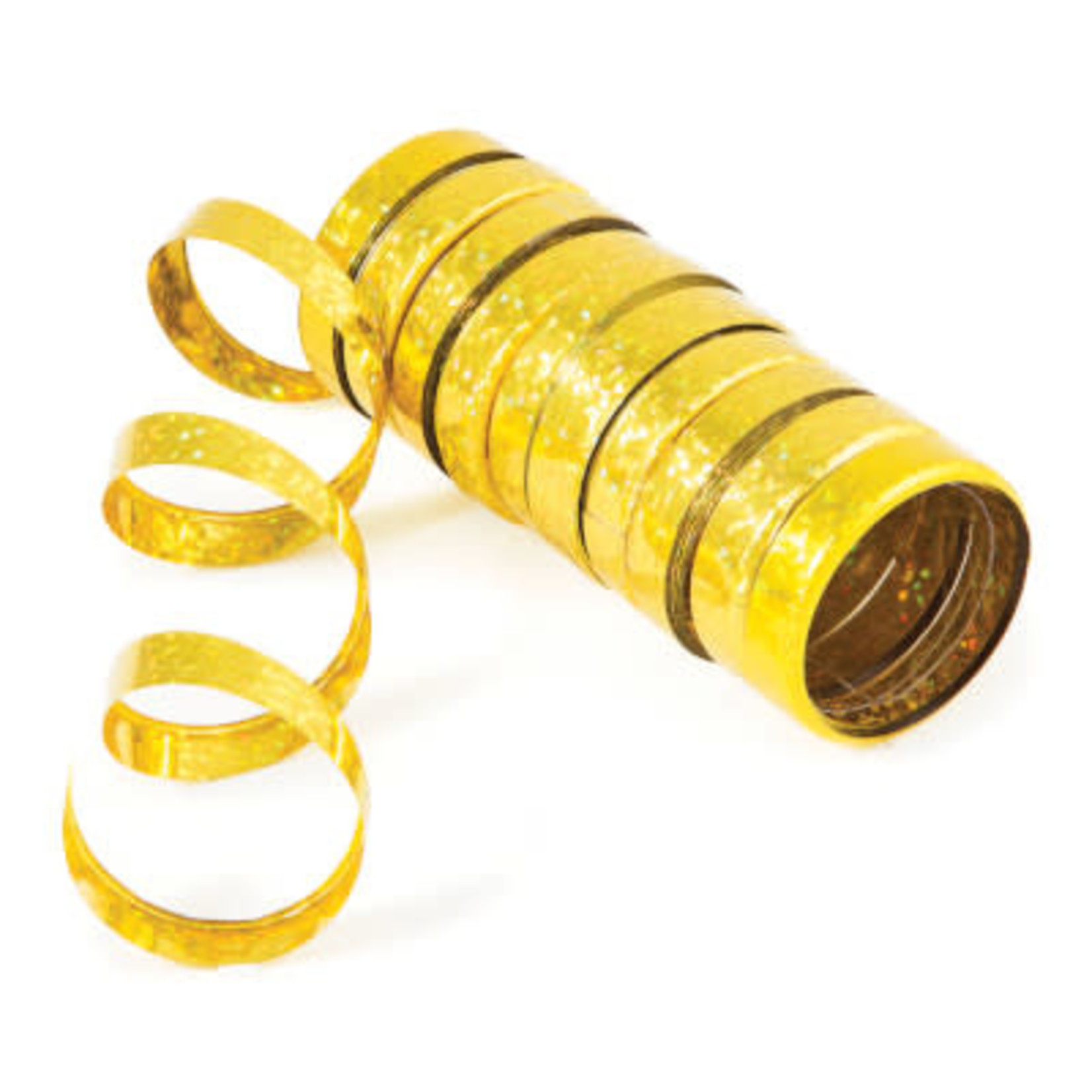Gold streamers set. Golden serpentine ribbons, isolated on