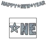 Beistle 8' Silver Happy New Year Glittered Banner - 1ct.