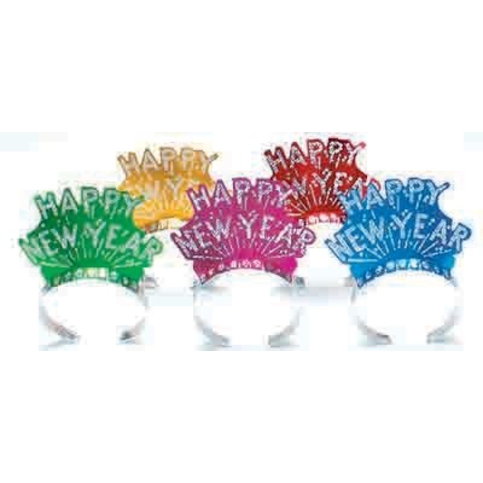 party time Happy New Year's Tiara w/ Tinsel - 1ct. (Asst. Colors)