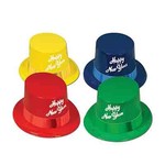 Beistle New Years Top Hats Asst. Colors w/ Matching Bands