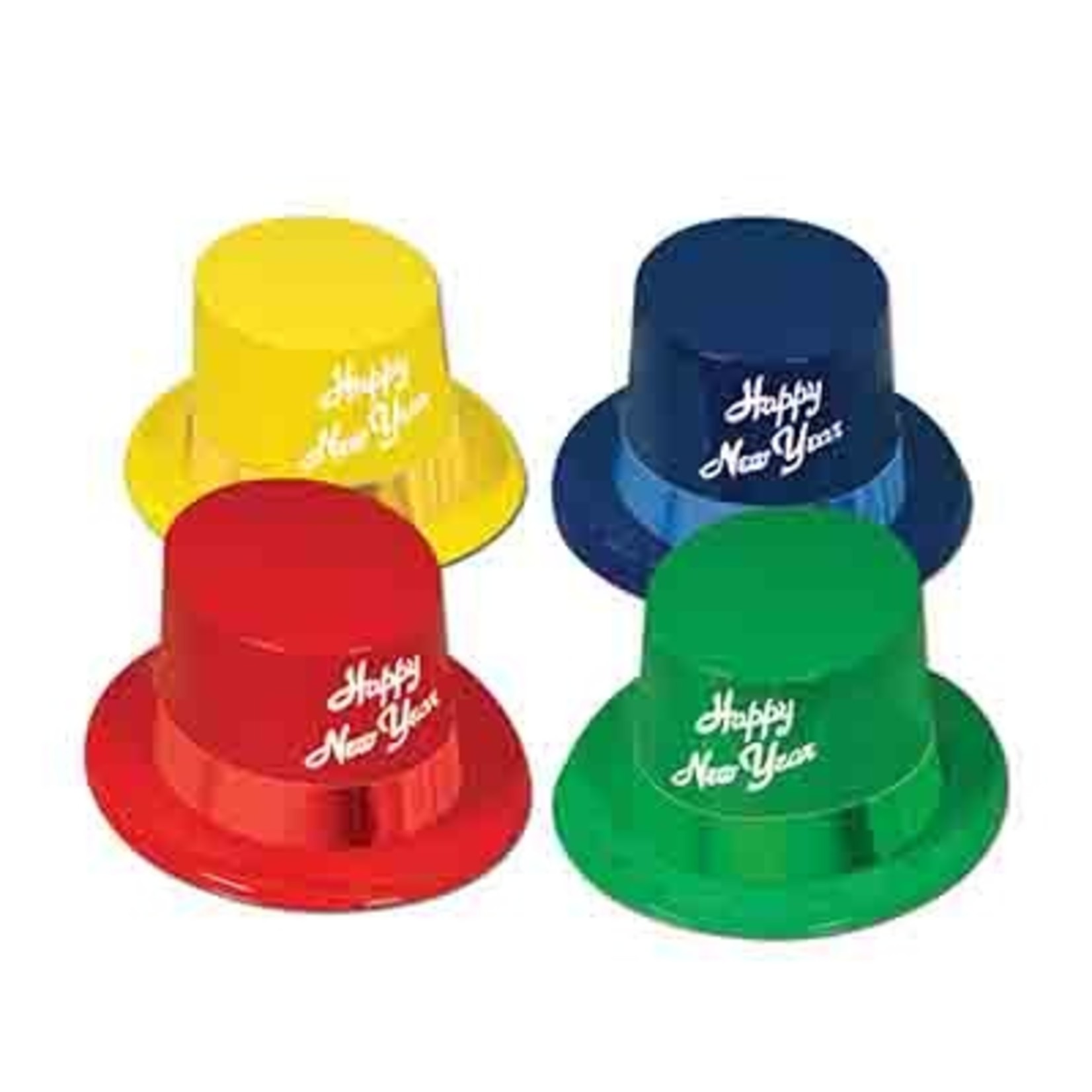Beistle New Years Top Hats Asst. Colors w/ Matching Bands