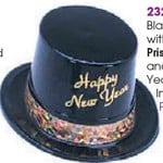 party time Black Happy New Year Hat w/ Gold Prismatic Band - 1ct.