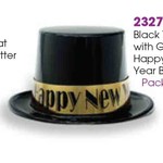 party time Black New Years Top Hat w/ Gold Band