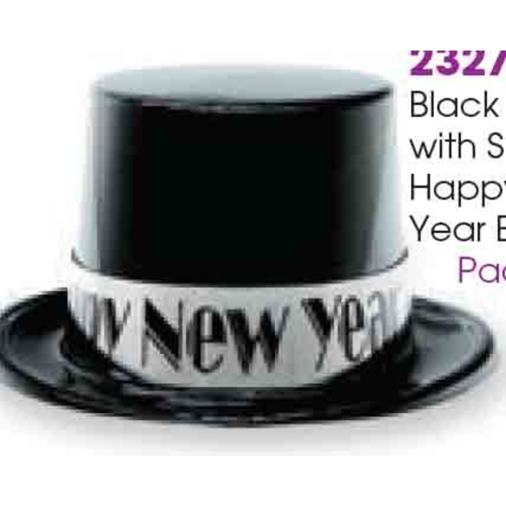 party time Black New Years Top Hat w/Silver Band