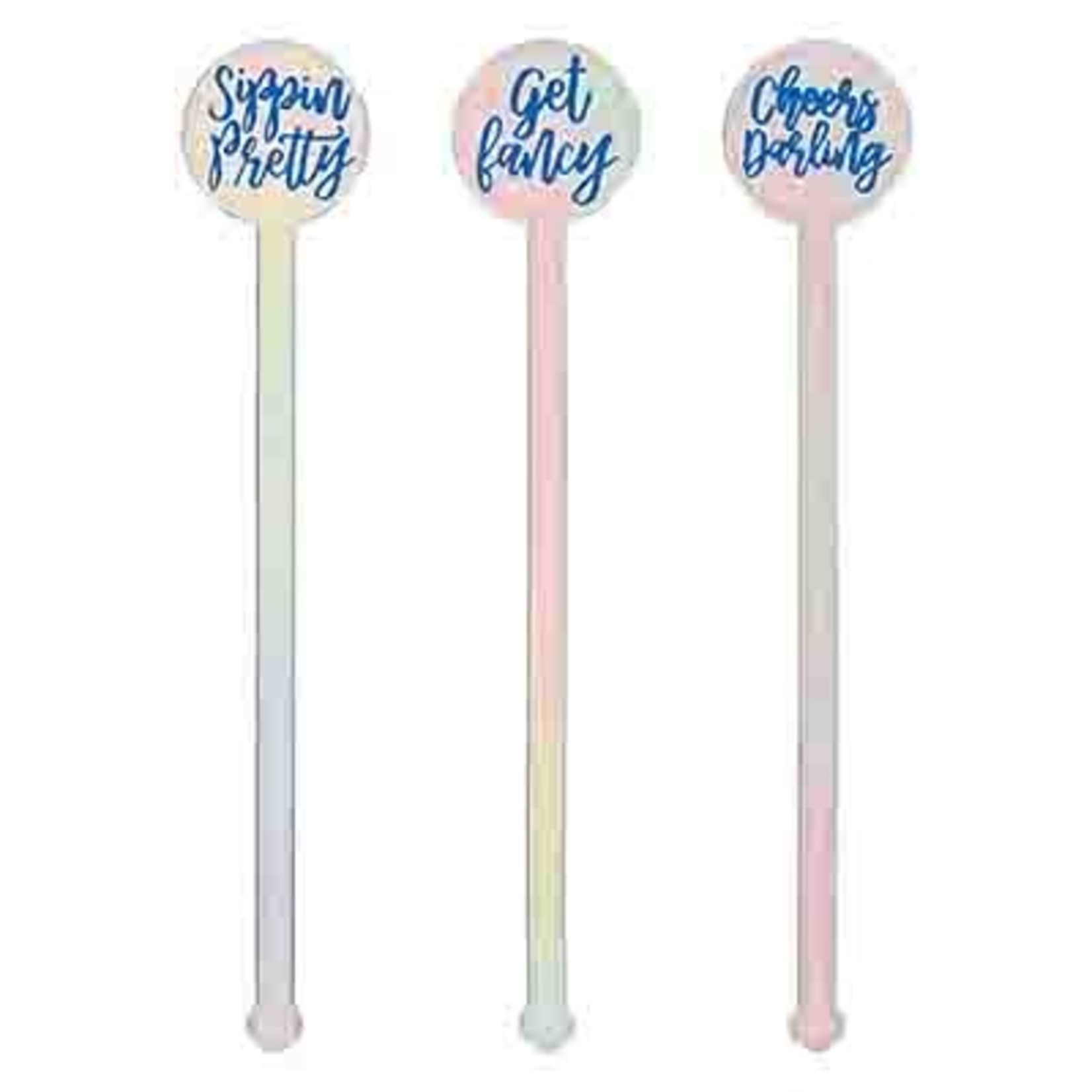 Amscan Iridescent Drink Stirrers w/ Sayings - 12ct.