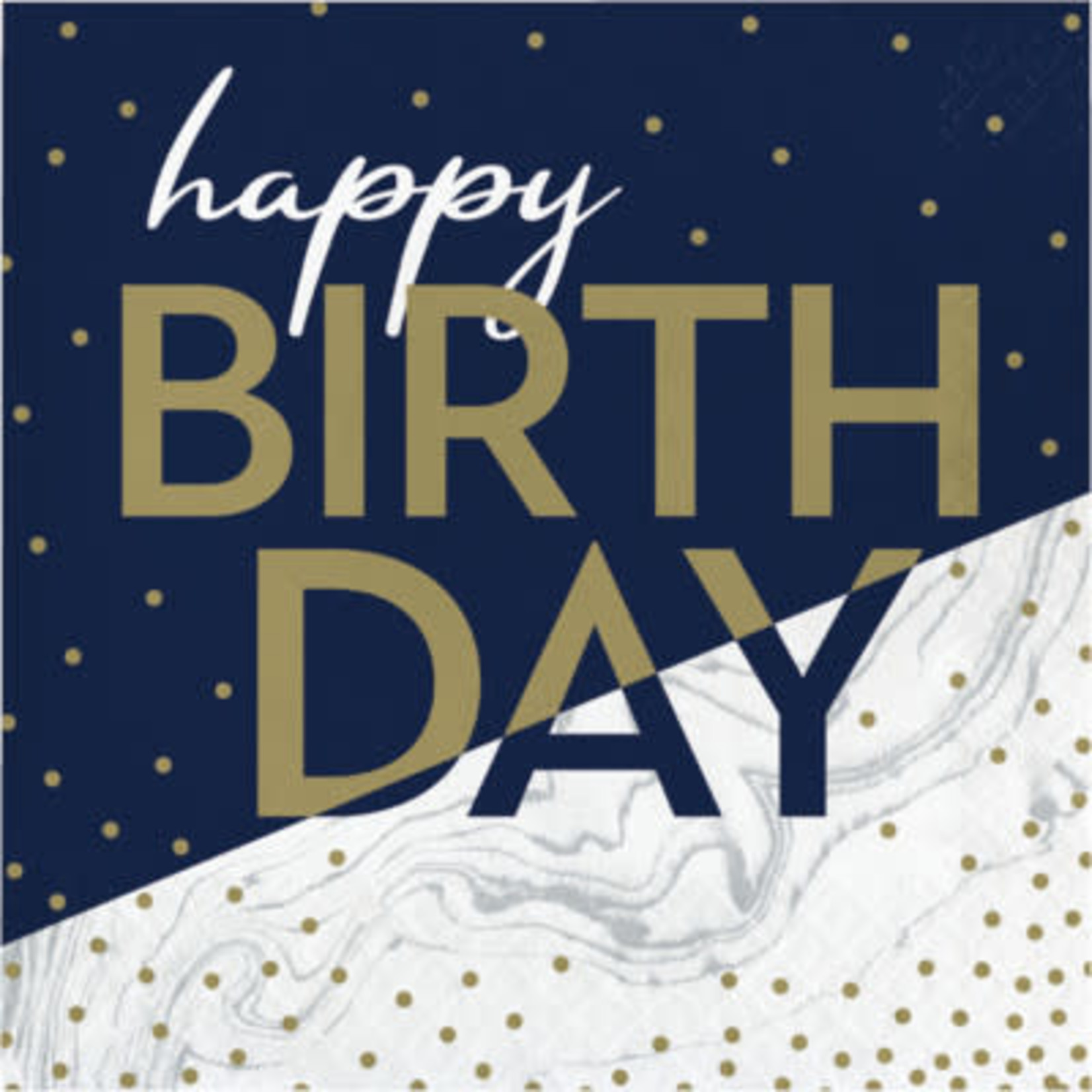 Creative Converting Navy & Gold Birthday Lunch Napkins - 16ct.