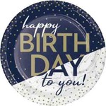 Creative Converting 7" Navy & Gold Birthday Milestone Plates - 8ct.