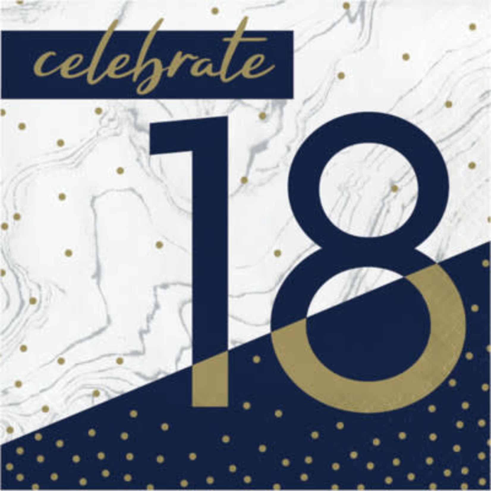 Creative Converting Navy & Gold '18' Lunch Napkins - 16ct.