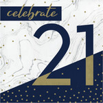 Creative Converting Navy & Gold '21' Lunch Napkins - 16ct.