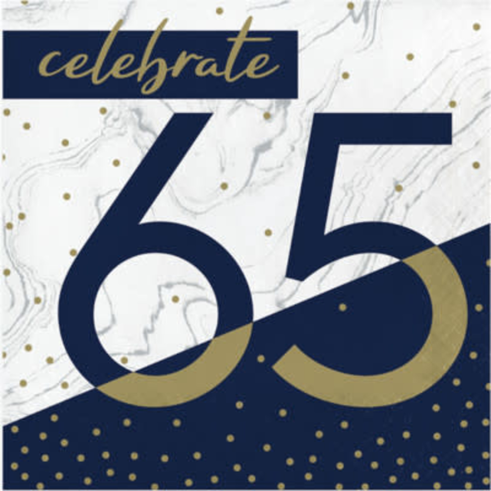 Creative Converting Navy & Gold '65' Lunch Napkins - 16ct.