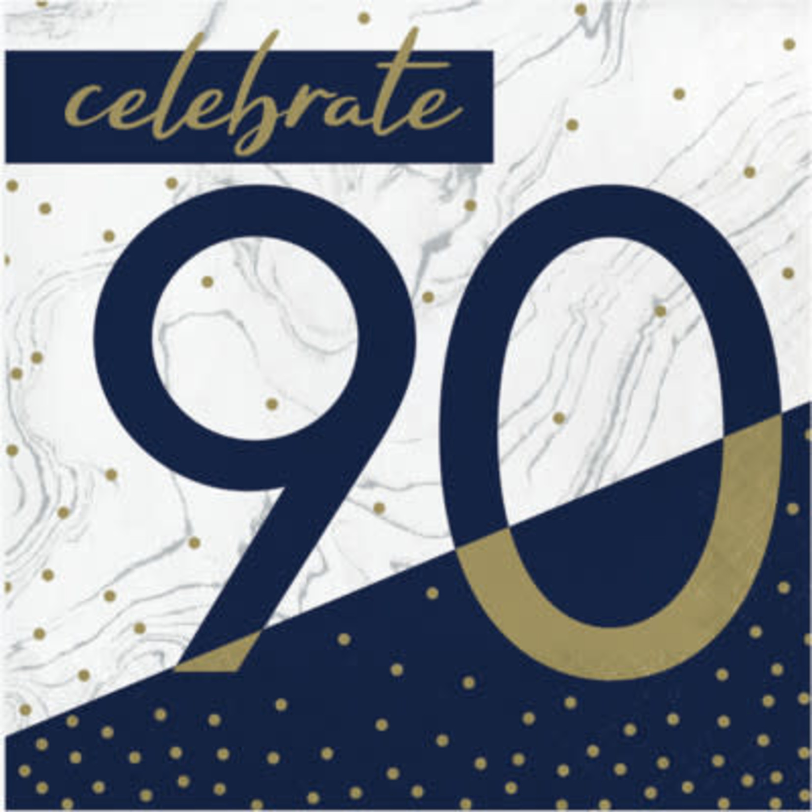 Creative Converting Navy & Gold '90' Lunch Napkins - 16ct.