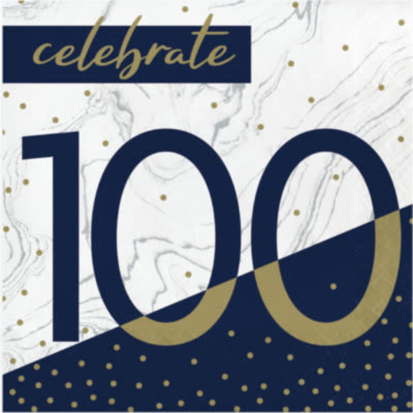Creative Converting Navy & Gold '100' Lunch Napkins - 16ct.