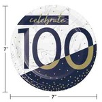 Creative Converting Navy & Gold 100th Birthday 7" Plates - 8ct.