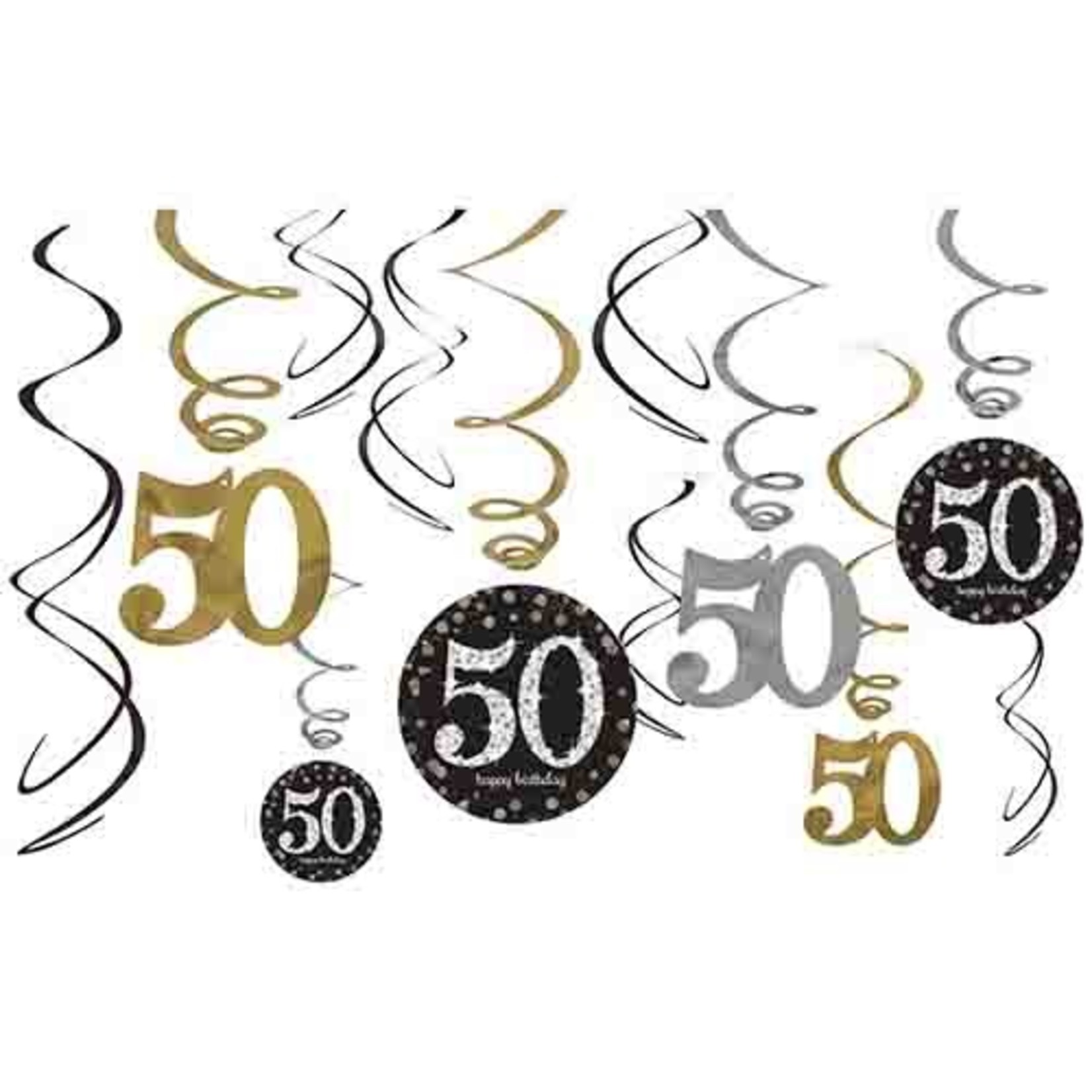 Amscan 50th Sparkling Birthday Swirls - 12ct.