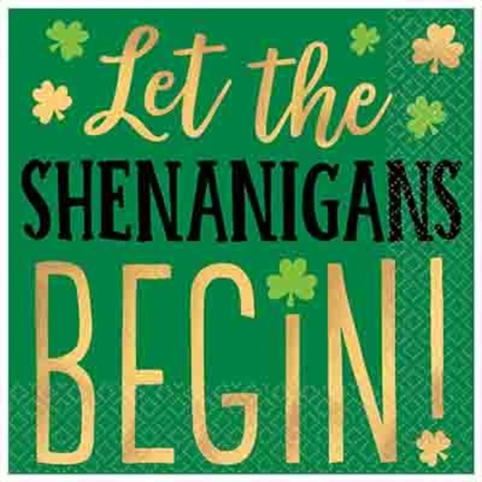 Amscan St. Patrick's Day 'Shenanigans Begin' Foil Cocktail Napkins - 16ct.
