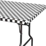 Creative Converting Black Check Stay-Put Tablecover - 30" x 96"