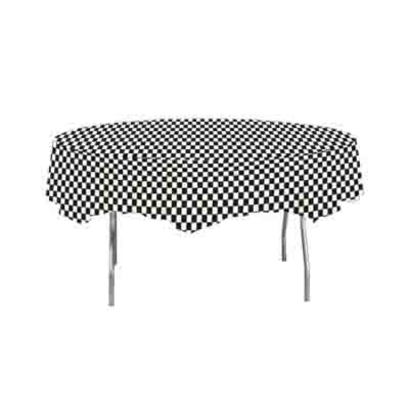 Creative Converting 82" Black & White Check Round Tablecover