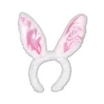 Beistle Plush Satin Bunny Ears Headband - 1ct.
