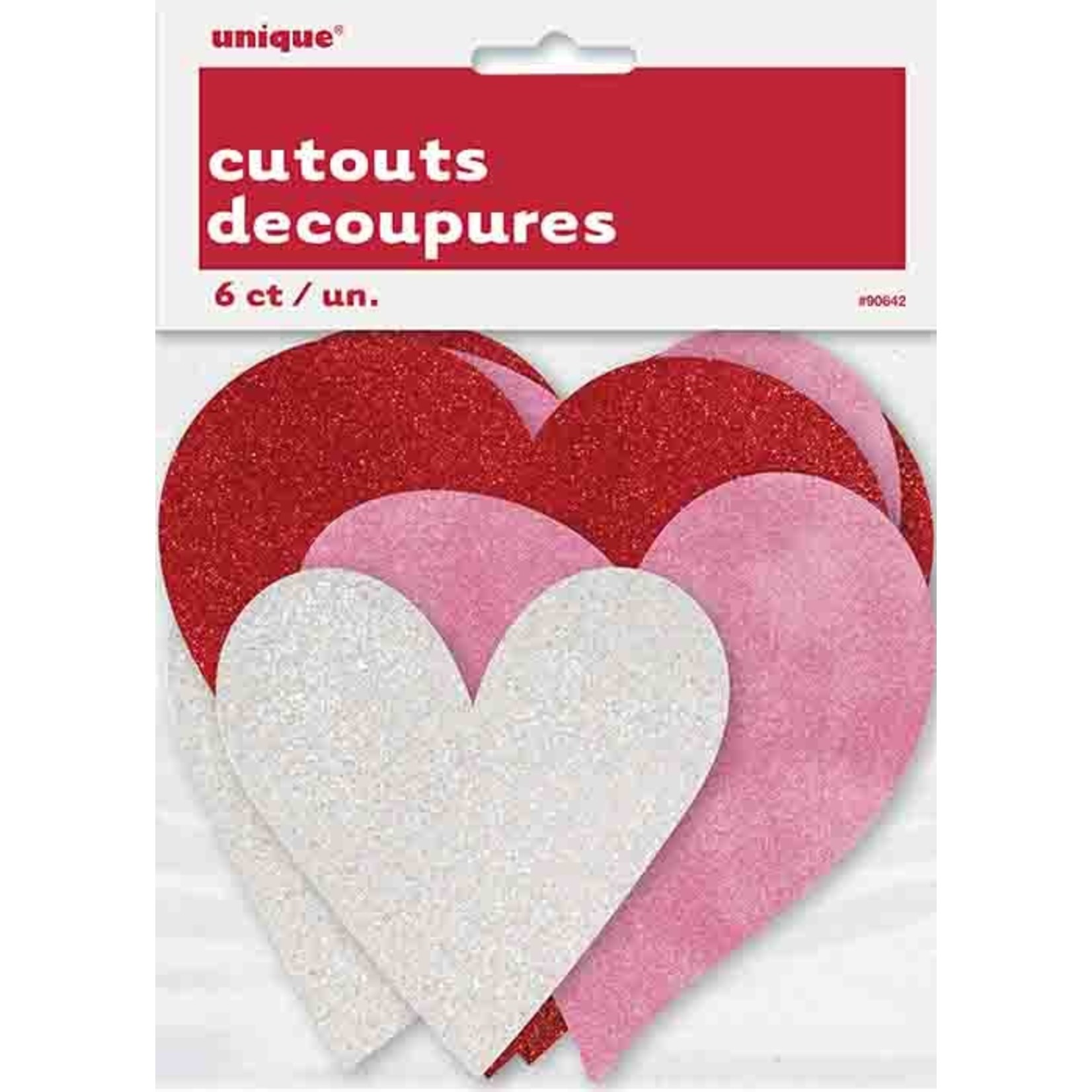 unique Glitter Heart Cutouts Asst. Sizes - 6ct.