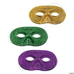 Fun Express 6.5" Mardi Gras Glitter Half-Mask - 1ct
