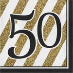 Creative Converting Black & Gold 50th Birthday Lunch Napkins - 16ct.