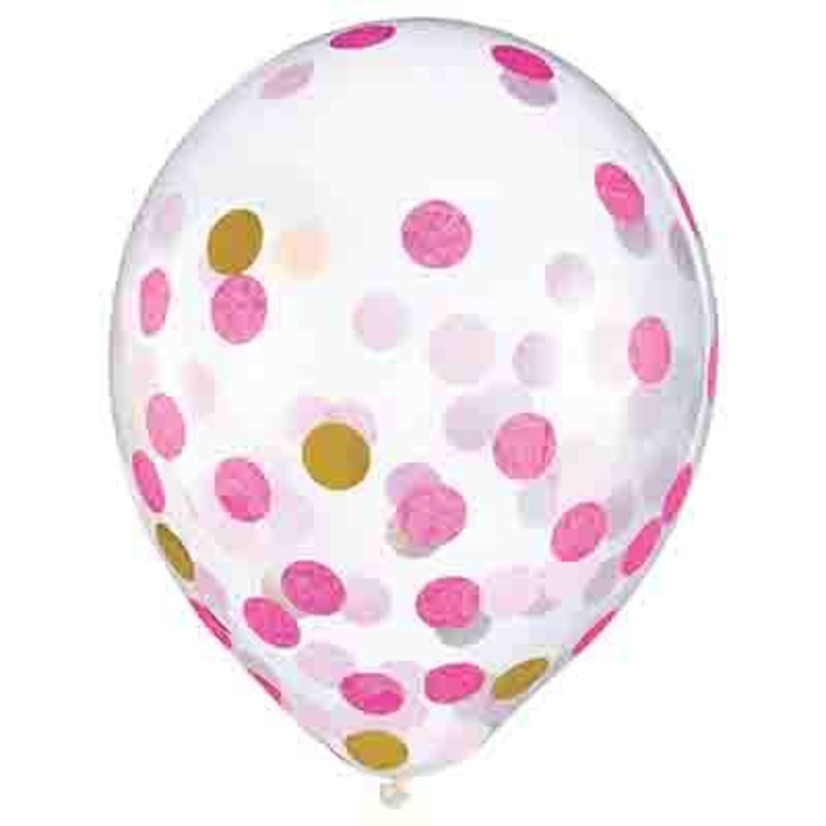 Amscan 12" Pink & Gold Latex Confetti Balloons - 6ct.