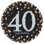 Amscan 9" Sparkling Celebration 40th Birthday Plates - 8ct.