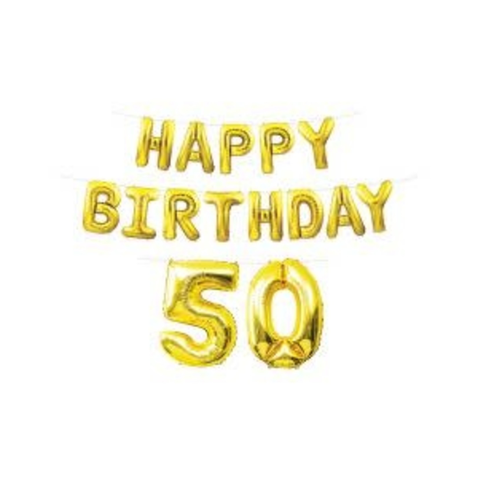Beistle Gold Happy 50th Birthday Air-Filled Letter Balloon Banner - 15ft.
