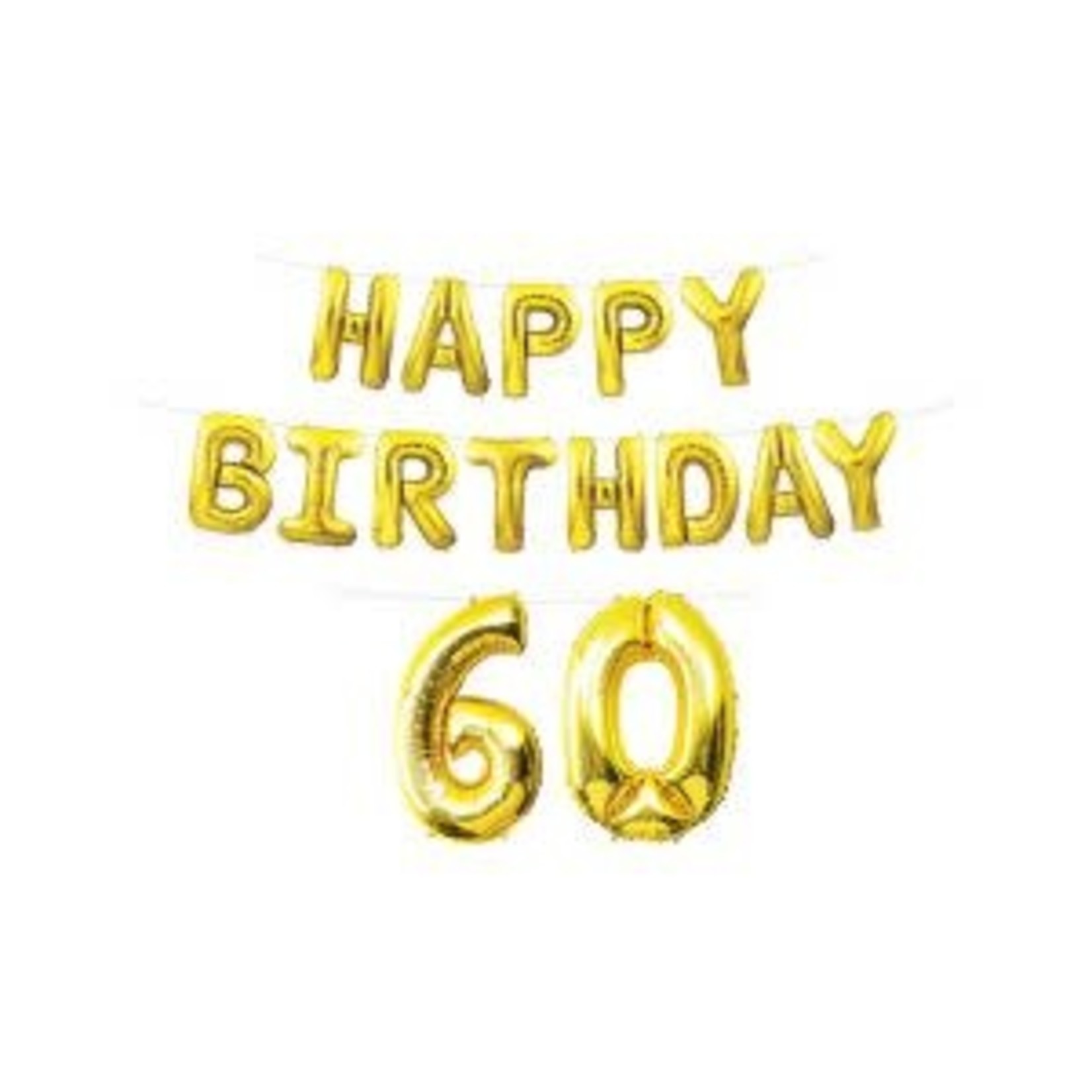 Beistle Gold Happy 60th Birthday Air-Filled Letter Balloon Banner - 15ft.