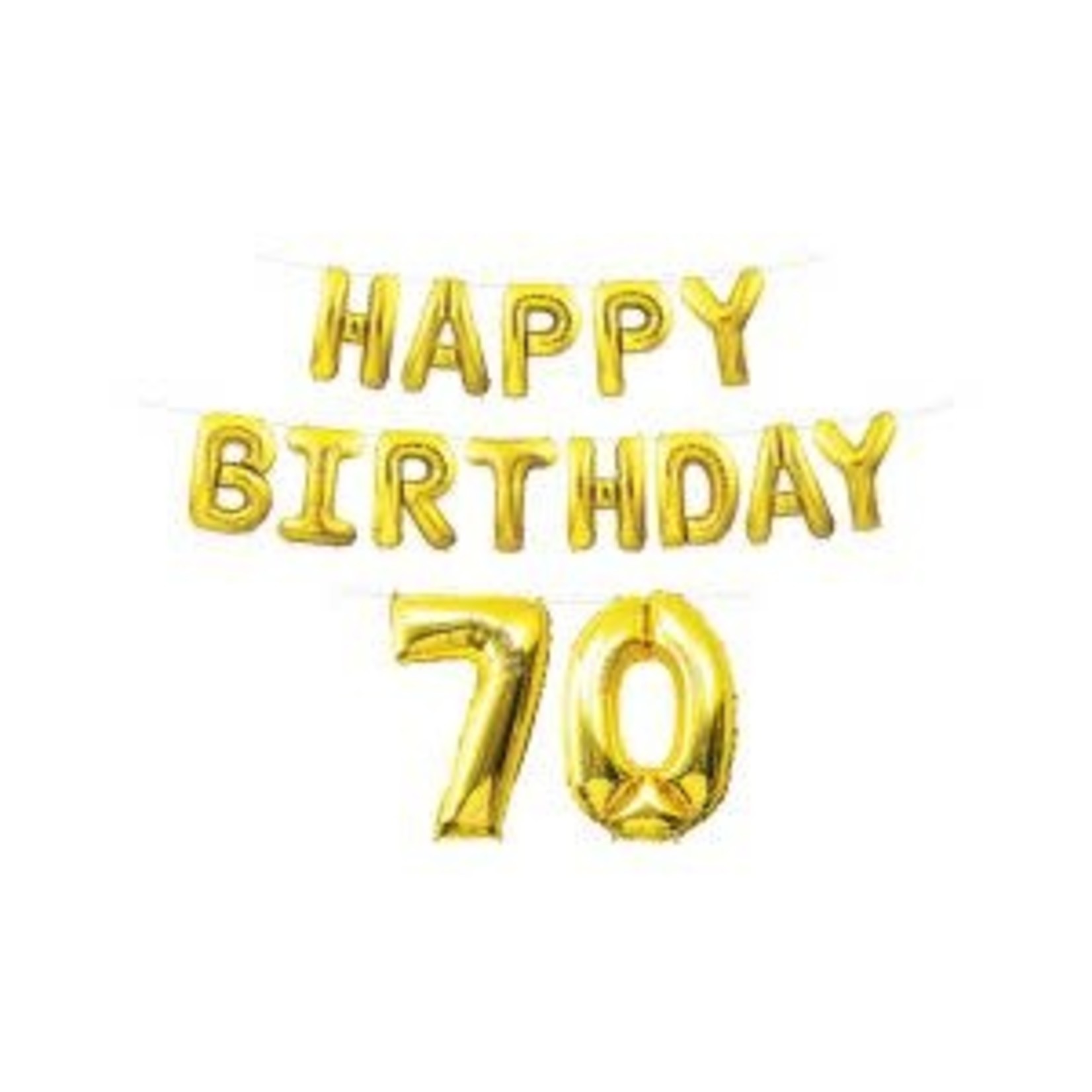 Beistle Gold Happy 70th Birthday Air-Filled Letter Balloon Banner - 15ft.