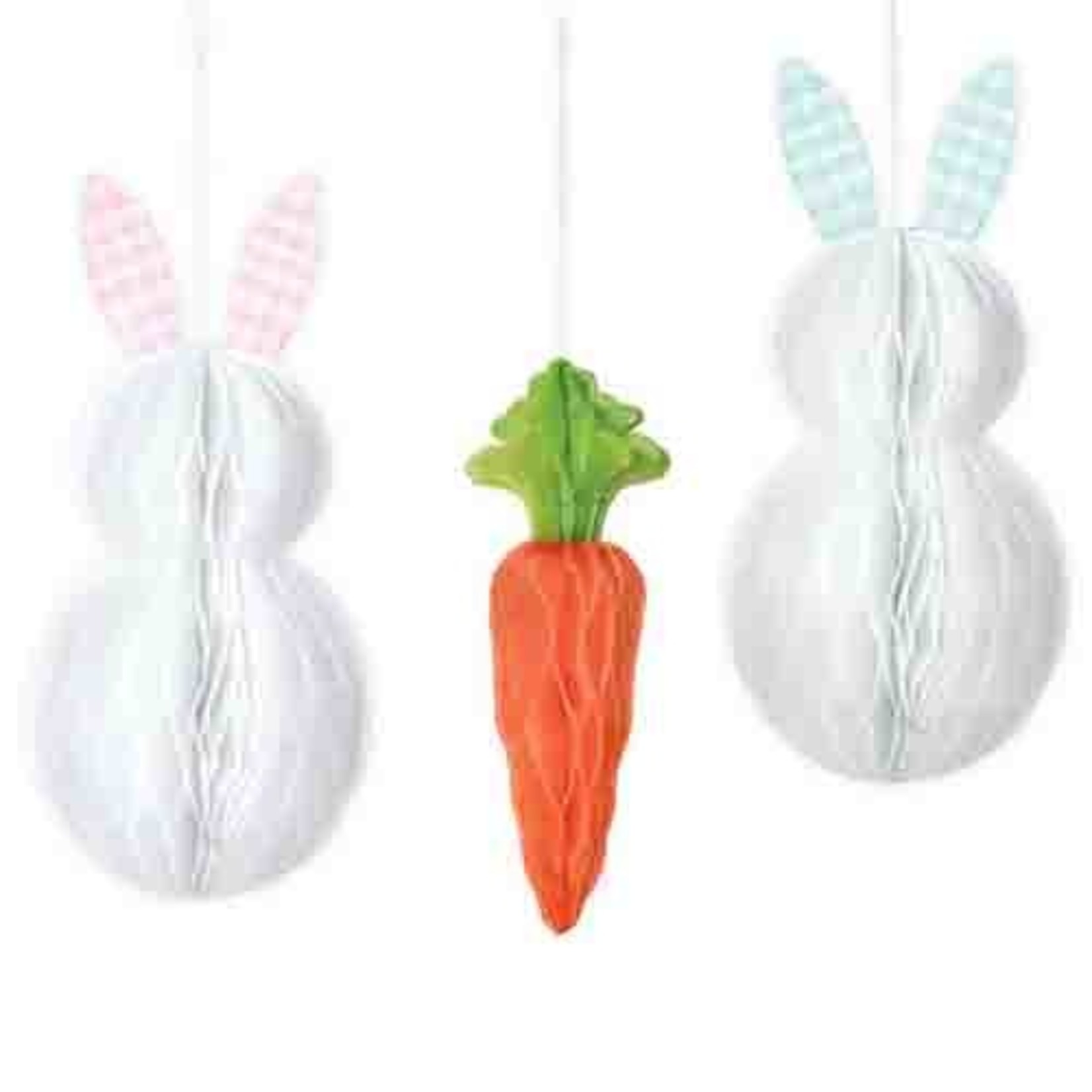 Amscan Bunny & Carrot Honeycomb Decorations - 3ct.