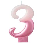 Amscan #3 Pink Dipped Birthday Number Candle - 1ct.