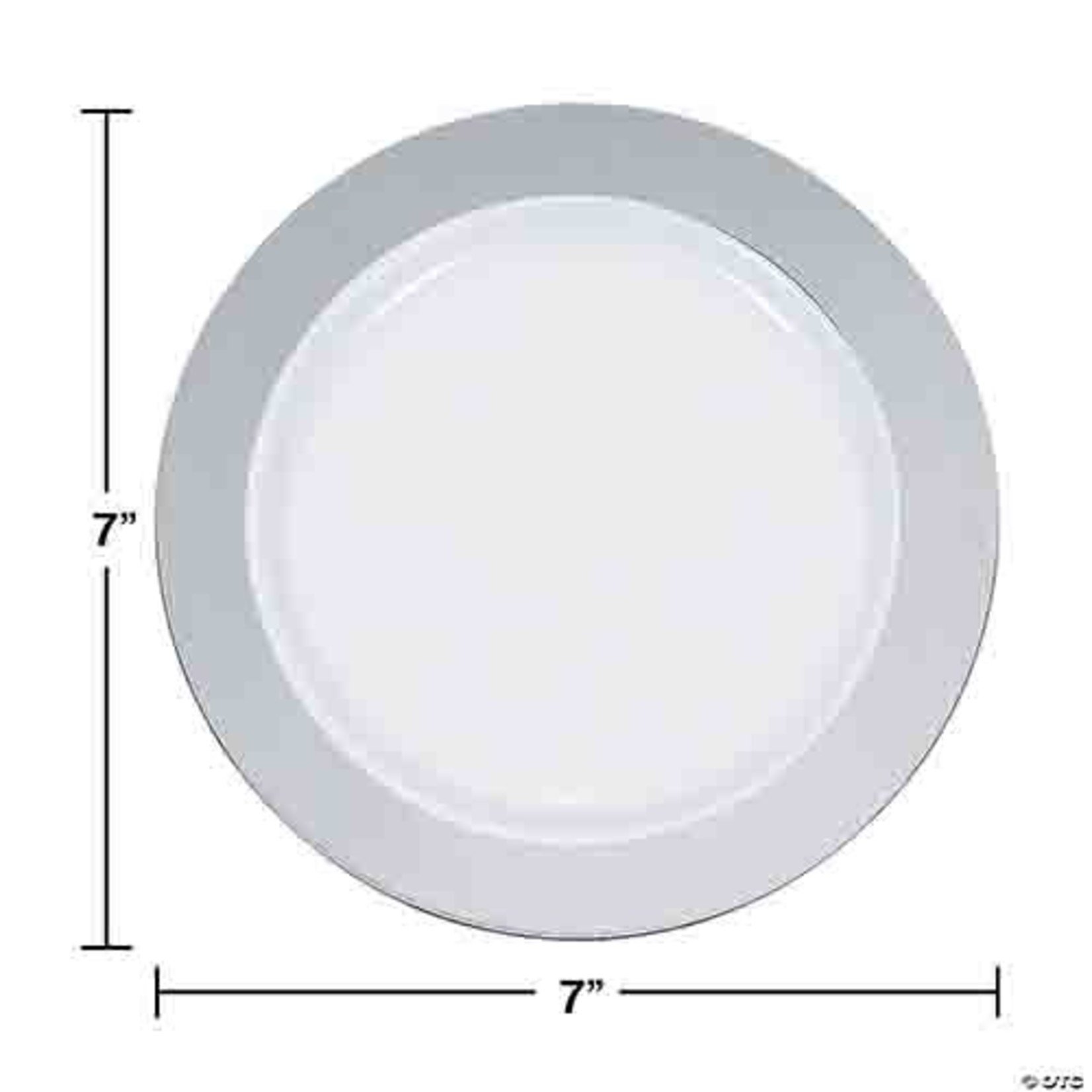 Elegant Dining 7.5" Premium White Plastic Plates W/ Silver Rim - 10ct.