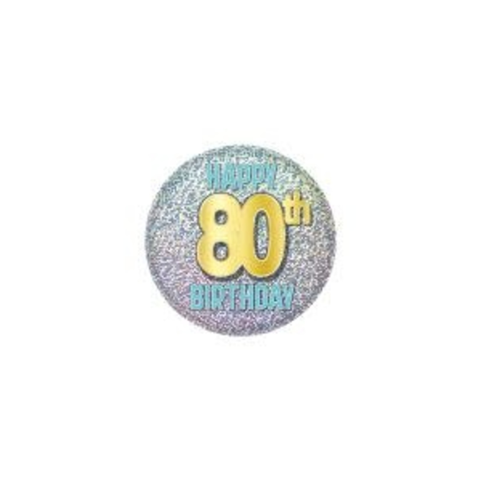 Beistle 80th Glittering Birthday Button - 1ct.
