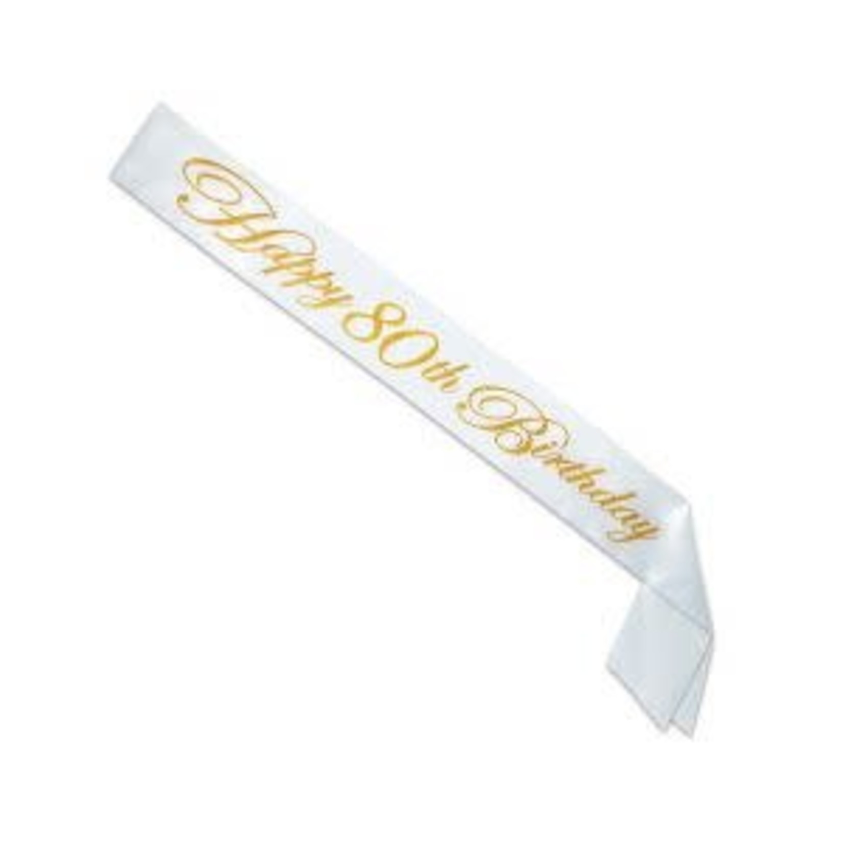 Beistle 80th Gold Glittered Birthday Sash - 1ct.