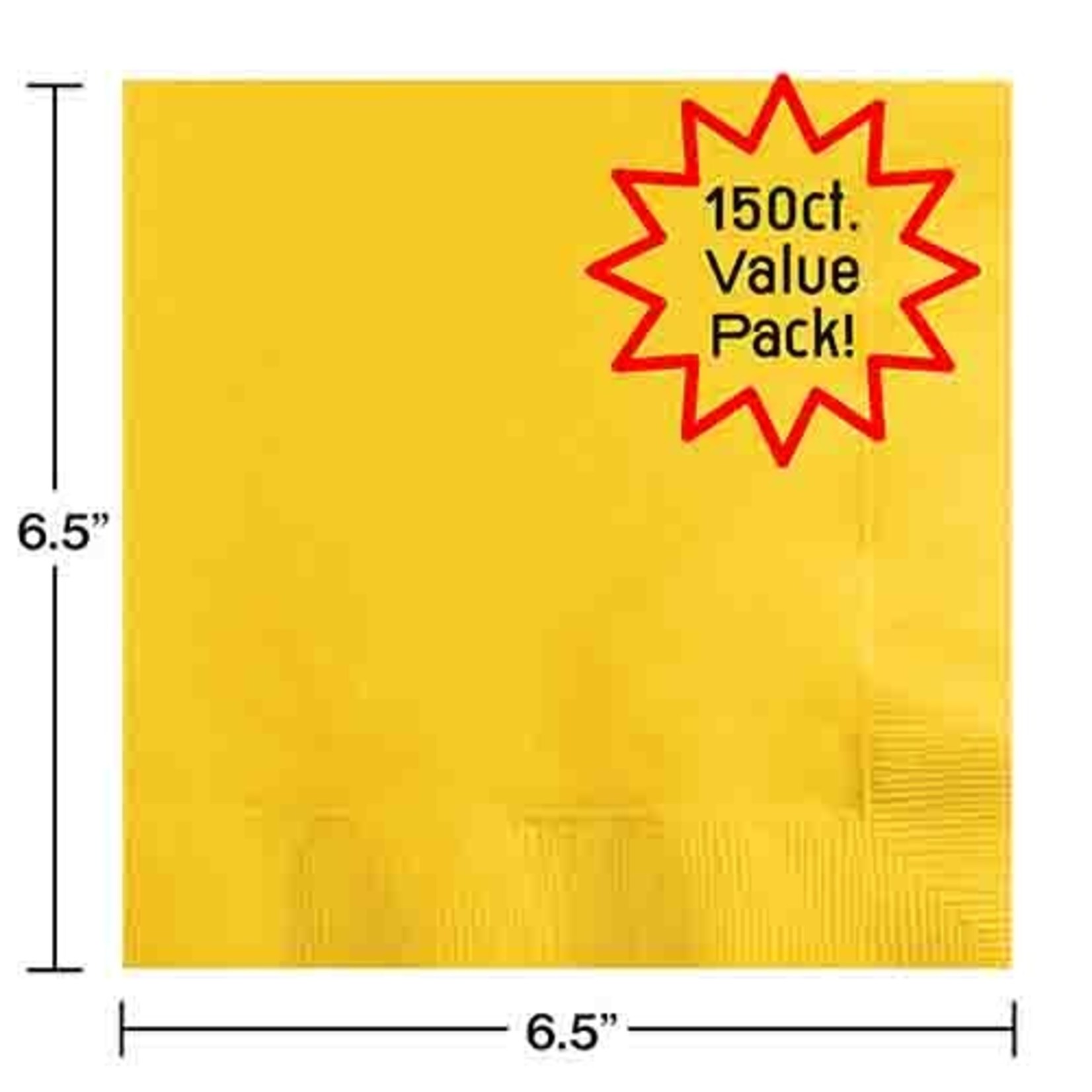 Touch of Color School Bus Yellow 2-Ply Lunch Napkins - 150ct.