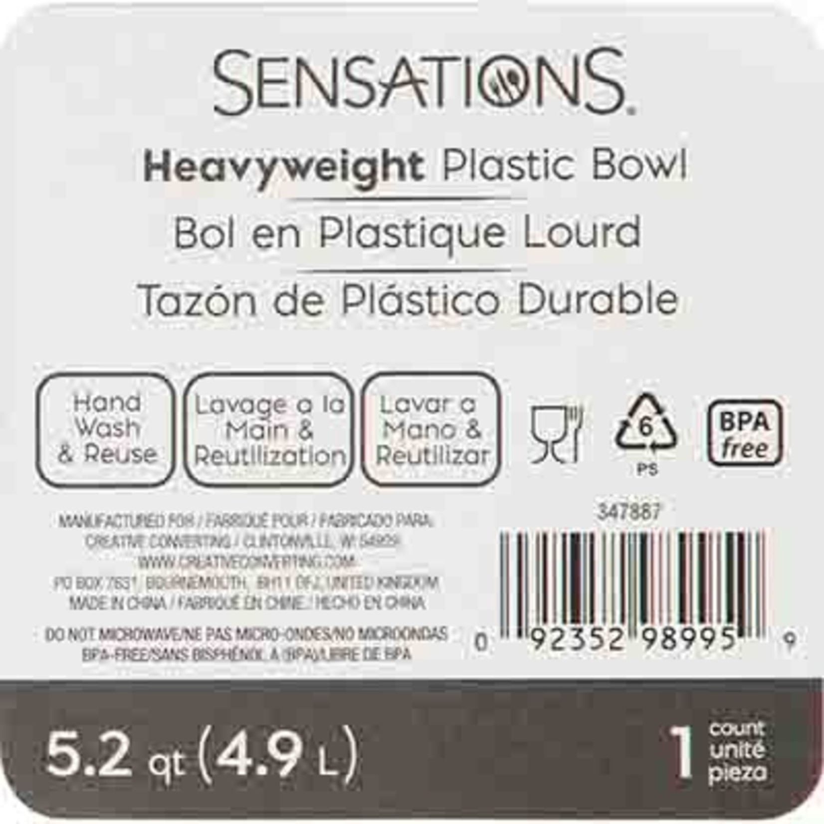 Creative Converting 5.2 qt. Clear Pebble Heavy Duty Serving Bowl - 1ct.