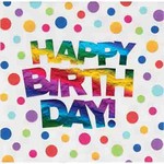 Creative Converting Rainbow Happy Birthday Foil Lunch Napkins - 16ct.