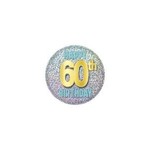 Beistle 60th Happy Birthday Holographic Button - 1ct.
