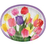 creative converting 10" x 12" Tulip Bouquet Oval Paper Plates - 8ct.