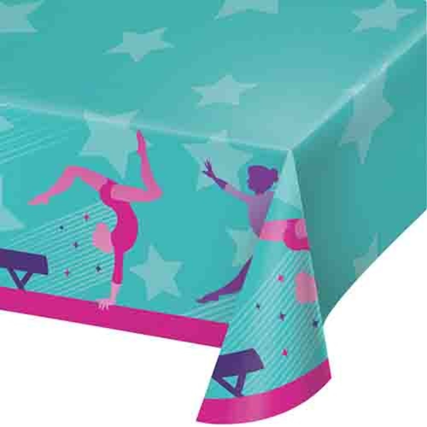 Creative Converting Gymnastics Party Plastic Tablecover - 54" x 102"
