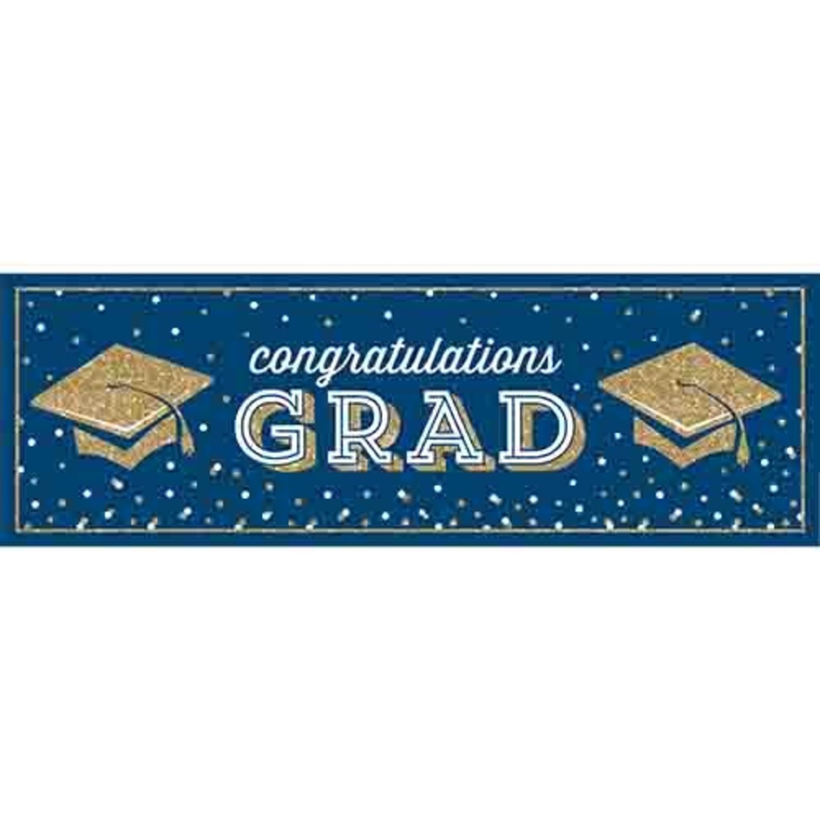 Creative Converting Glittering Grad Giant Party Banner w/ Grommets - 1ct. (20" x 5')