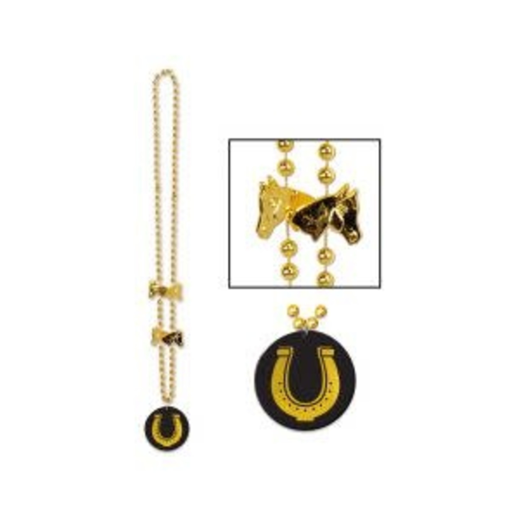 Beistle Gold Horseshoe Medallion Beads - 1ct.