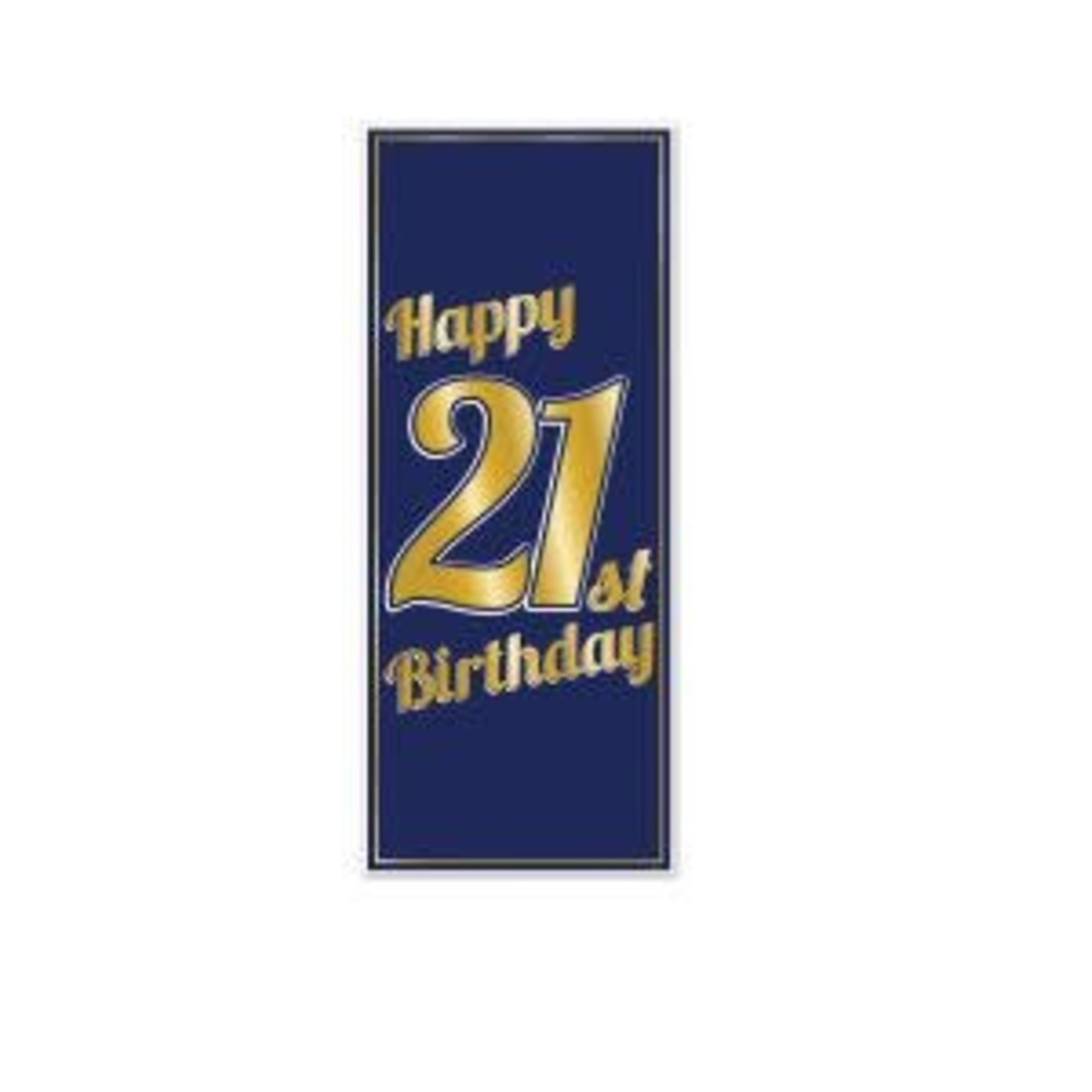 Beistle Blue & Gold 21st Birthday Door Cover - 1ct.
